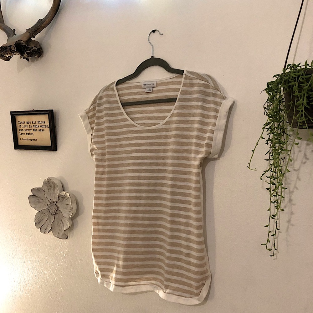 Tan/White Striped Liz Claiborne T